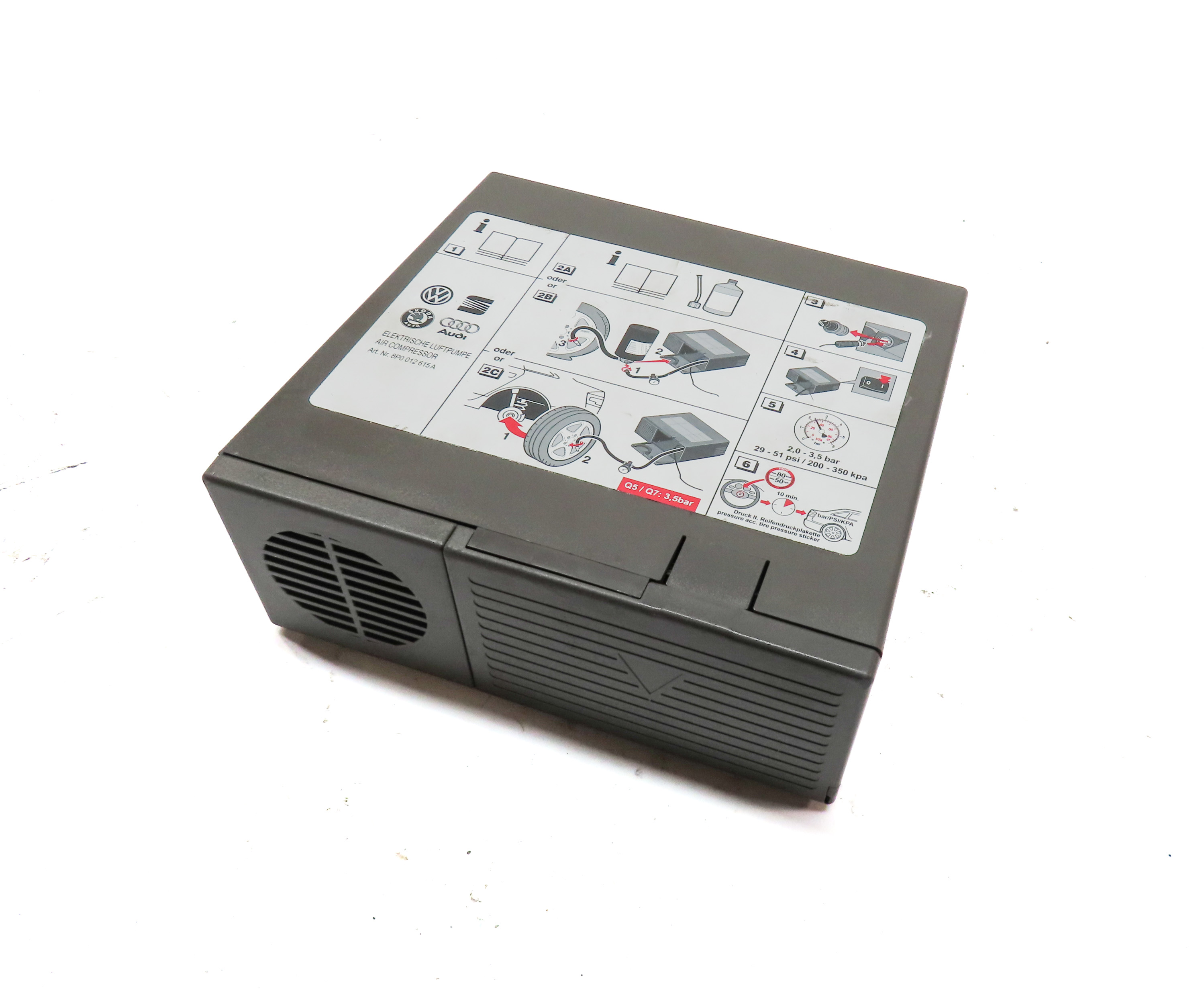2013 AUDI Q7 (4L) EMERGENCY ROADSIDE SPARE TIRE AIR COMPRESSOR PUMP — exact item pictured